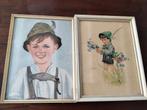 Kinder schilderijtjes ingelijst bij v.d. hurk in breda ., Antiek en Kunst, Curiosa en Brocante, Ophalen of Verzenden