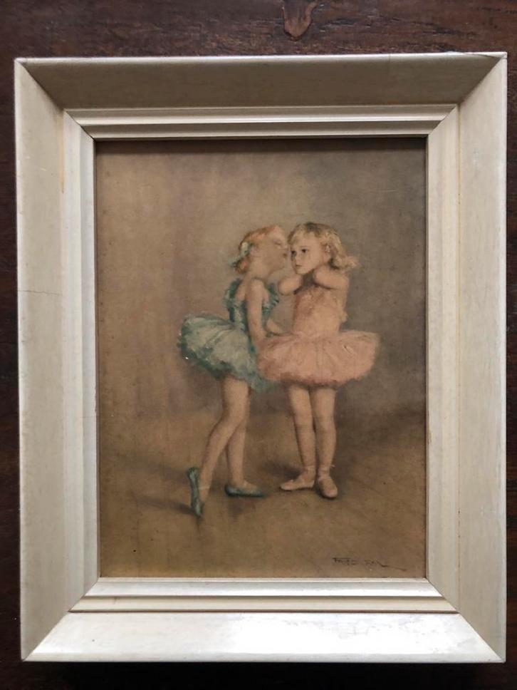 Vintage Schilderij: Balletdanseresjes Fried Pal, Antiek en Kunst, Kunst | Tekeningen en Foto's, Ophalen of Verzenden