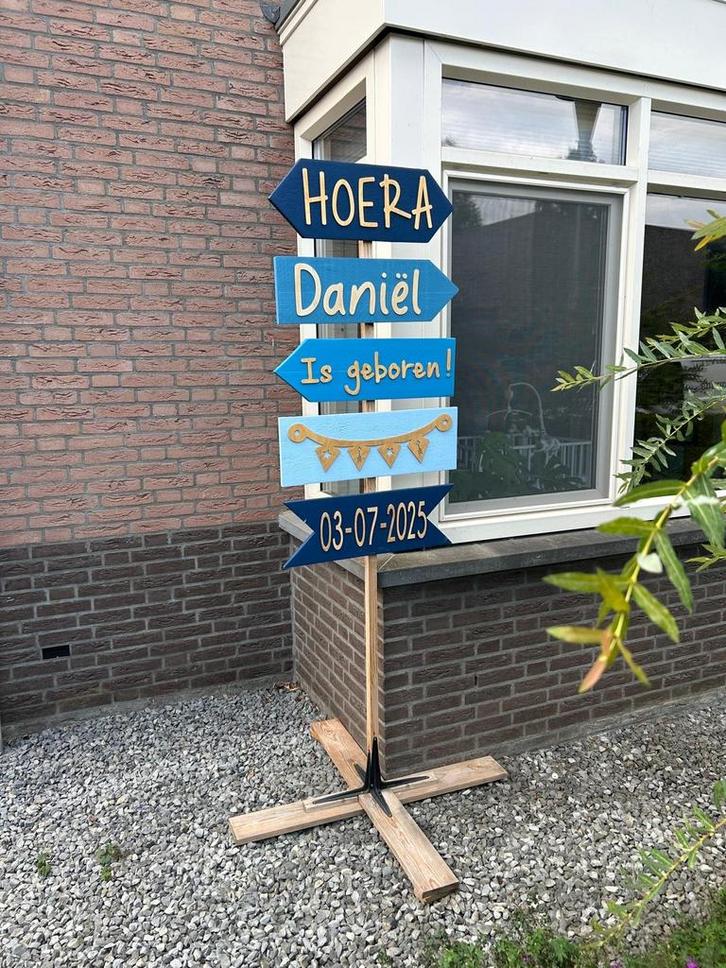 Geboortebord van hout, Kinderen en Baby's, Kraamcadeaus en Geboorteborden, Gebruikt, Geboortebord, Ophalen