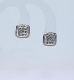 Zilveren 925 oorbellen, 18 Diamanten, Ca 0.135 Ct, Nieuw, Verzenden, Geen, Nieuw, Met edelsteen