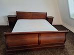 Tweepersoons bed incl. nachtkastjes, Huis en Inrichting, Slaapkamer | Bedden, Ophalen, Gebruikt, Bruin, Koloniaal