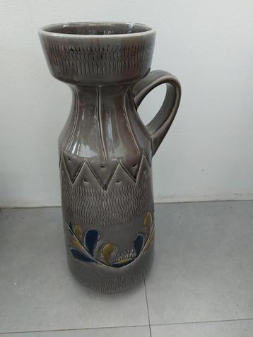 Hoge grijskleurige grote vaas vloervaas vintage west Germany beschikbaar voor biedingen