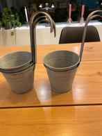5x Zinken Hangpotjes - Gebruikt, Tuin en Terras, Bloempotten, Ophalen, Gebruikt, Rond, Binnen