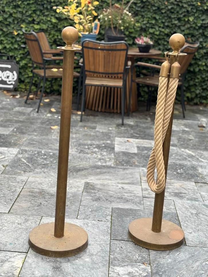 Antieke Afzetpalen paal met Touw - Koperen Voet, Antiek en Kunst, Antiek | Gereedschap en Instrumenten, Ophalen