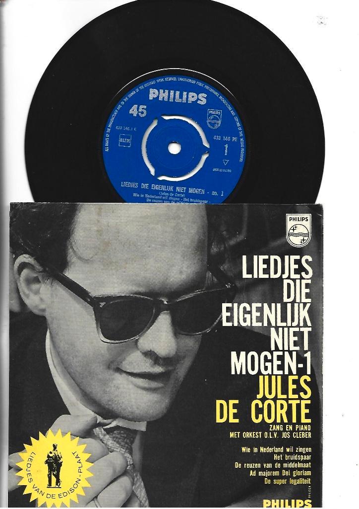 JULES DE CORTE EP SINGLE 7" LIEDJES DIE EIGENLIJK NIET MOGEN, Cd's en Dvd's, Vinyl Singles, Zo goed als nieuw, EP, Nederlandstalig