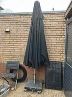 Mooie Parasol - borek 4 m doorsnede, met granieten voet, Ophalen, Gebruikt, 3 tot 4 meter, Stokparasol