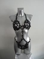 Leder/Metaal kinky Body Harnas - One Size, Ophalen of Verzenden, Gedragen, Zwart, Overige typen