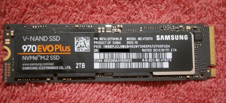 2tb Samsung 970 EVO PLUS NVMe M.2 SSD, Computers en Software, Harde schijven, Gebruikt, Desktop, Intern, SSD, Overige aansluitingen
