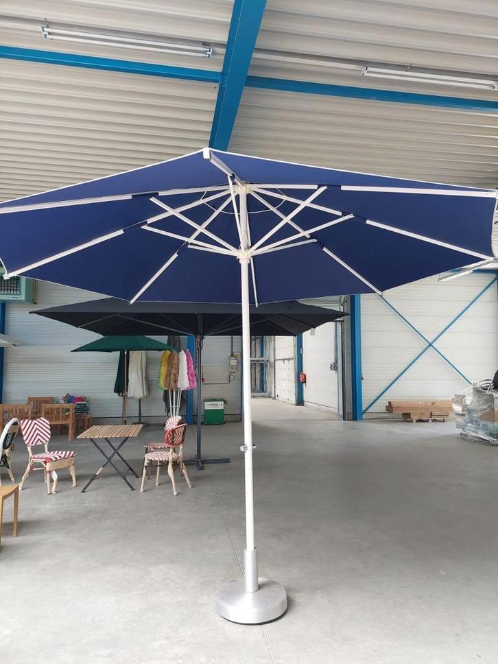 Nieuw prachtige grote parasol aluminium 350 cm blauw, Tuin en Terras, Parasols, Nieuw, Stokparasol, 3 tot 4 meter, Waterdicht