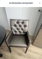Eetkamerstoelen 4x taupe, Huis en Inrichting, Stoelen, Ophalen, Overige kleuren, Leer, Zo goed als nieuw
