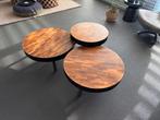 Set van 3 houten tafeltjes van Zuiver, Huis en Inrichting, Tafels | Salontafels, Ophalen, Gebruikt, 50 tot 100 cm, Rond