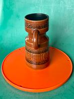 Vintage West Germany vaas bruin handvat geglazuurd keramiek, Antiek en Kunst, Antiek | Vazen, Ophalen of Verzenden