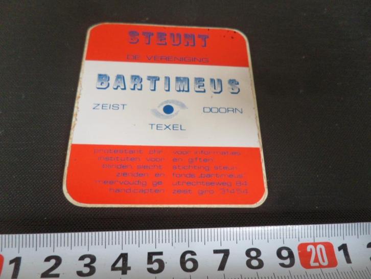 sticker steunt vereniging bartimeus zeist doorn texel, Verzamelen, Stickers, Zo goed als nieuw, Bedrijf of Vereniging, Ophalen