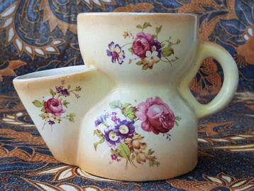 Originele antieke scheerkom uit Engeland met bloemen 16 cm. beschikbaar voor biedingen