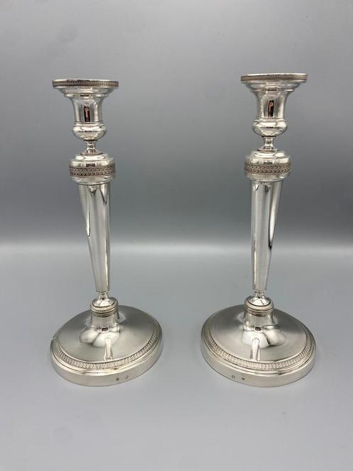 Empire zilveren kandelaars, Guillaume Drion, Luik, 1814-1831, Antiek en Kunst, Antiek | Goud en Zilver, Zilver, Ophalen of Verzenden