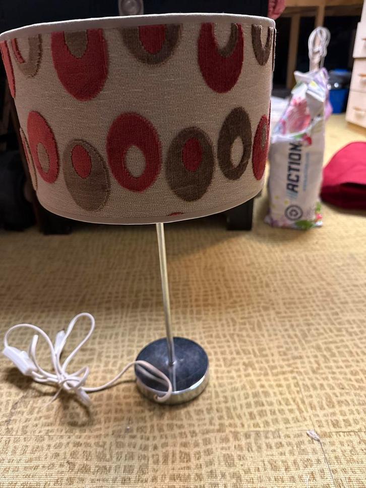 Leuke retro tafellamp jaren zeventig, Huis en Inrichting, Lampen | Tafellampen, Gebruikt, Minder dan 50 cm, Stof, Ophalen of Verzenden
