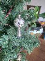 mooie zilveren met zilver gesuikerde decoratie oude kerstbal, Diversen, Kerst, Ophalen of Verzenden, Gebruikt