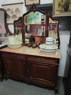 antieke mahonie commode kaptafel met  marmer blad 325,00, Ophalen, 100 tot 150 cm, Zo goed als nieuw, Antiek mahonie rood marmer