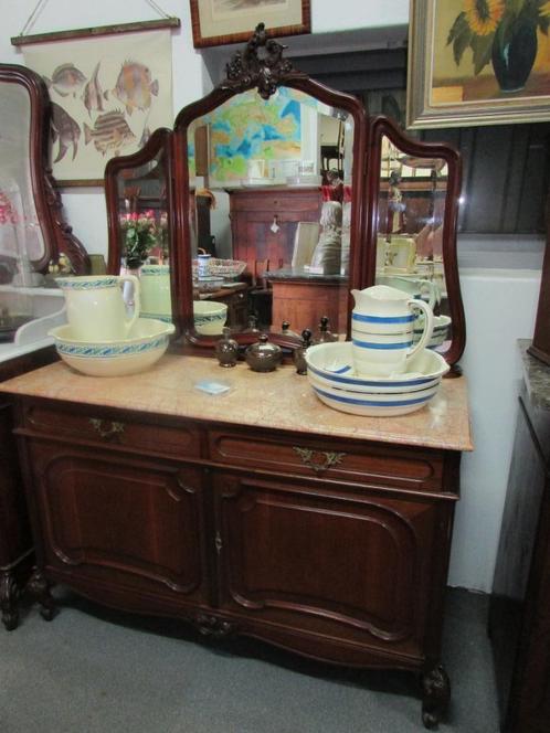 antieke mahonie commode kaptafel met  marmer blad 325,00, Huis en Inrichting, Tafels | Kaptafels, Zo goed als nieuw, 150 tot 200 cm