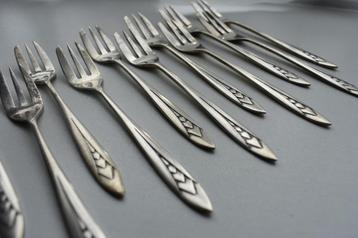 N.V. Zilverfabriek Voorschoten zilver 11x vorkje art deco beschikbaar voor biedingen