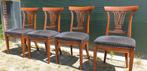 4 kersenhout eetkamer stoelen, Huis en Inrichting, Stoelen, Ophalen, Bruin, Zo goed als nieuw, Stof