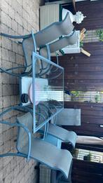 Tuin glas tafel incl 6 stoelen, Ophalen, Zo goed als nieuw