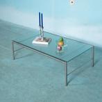 Strak design salontafel rvs & glas l minimalist coffee table, Midmod, Zo goed als nieuw, Glas, Minder dan 50 cm