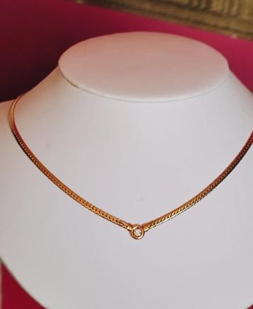 18 kt gouden ketting met diamant 0,26kt beschikbaar voor biedingen