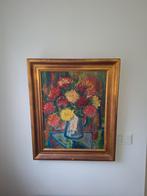 Prachtig groot schilderij met bloemen in gouden lijst, Ophalen of Verzenden