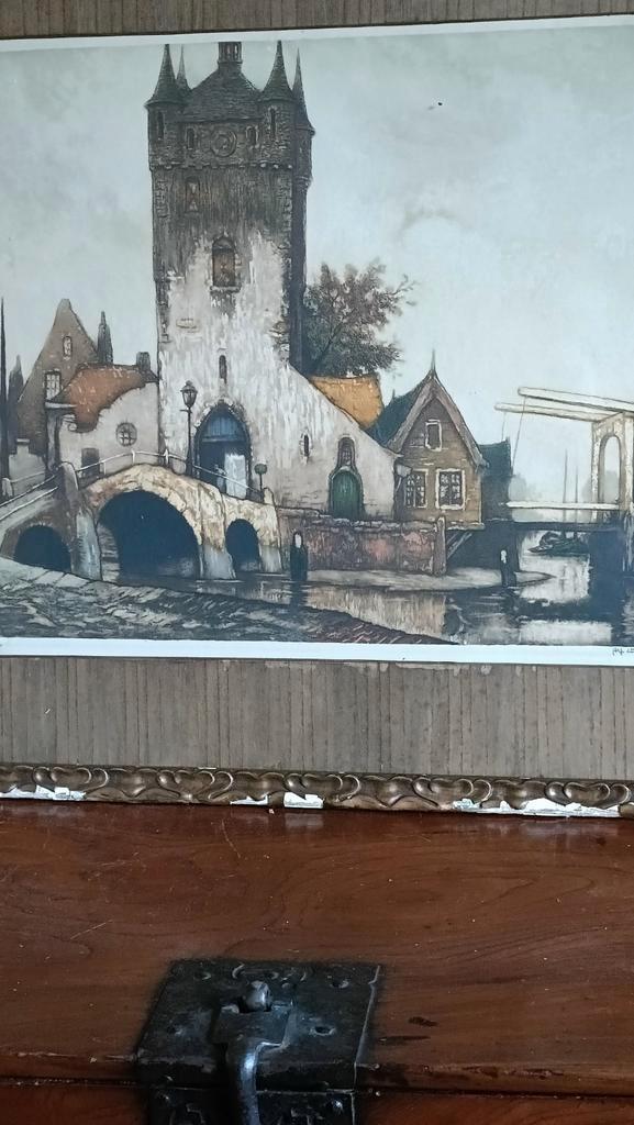 Dorp Gezicht Plaat - A. van Neste, Antiek en Kunst, Kunst | Tekeningen en Foto's, Ophalen of Verzenden