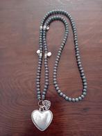 GRIJZE KETTING MET HARTJE, Ophalen of Verzenden, Zo goed als nieuw, Grijs, Overige materialen