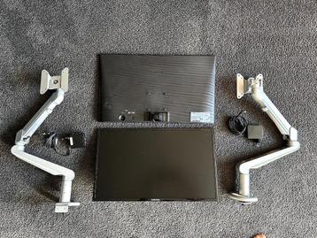 2x Samsung 24" HD monitor + verstelbare VESA armen beschikbaar voor biedingen
