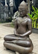 Khmer Boeddha Tuinbeeld Handgemaakt van Lavasteen 100cm, Tuin en Terras, Tuinbeelden, Nieuw, Steen, Boeddhabeeld, Verzenden