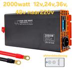 2000W Zuivere Sinus Omvormer 12V/24V/36V/48V naar 220V, Ophalen of Verzenden, Nieuw