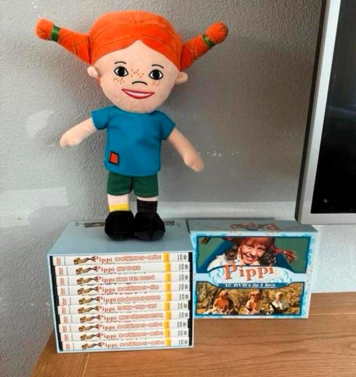 Pippi langkous box 10 disc NL versie dvd compleet + knuffel, Cd's en Dvd's, Dvd's | Tv en Series, Gebruikt, Boxset, Verzenden