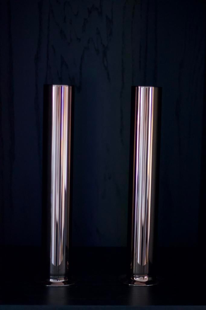 Vaas Tube Glas Koper, Huis en Inrichting, Woonaccessoires | Vazen, Nieuw, Overige kleuren, Minder dan 50 cm, Glas, Ophalen of Verzenden