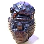 Ironwood Netsuke van drie schildpadjes Japan, Ophalen of Verzenden