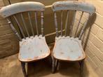 Vintage houten stoeltjes blauw., Antiek en Kunst, Ophalen