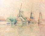 Wormer Wormerveer Zaan Zaanstreek Molen Aquarel 1889, Antiek en Kunst, Ophalen of Verzenden