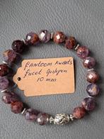 742 Edelsteen armband fantoomkwarts 10mm facet geslepen, Overige kleuren, Nieuw, Ophalen of Verzenden, Elastiek