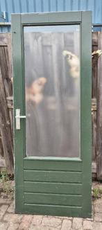 Houten buitendeur met 2/3 glas, kleur ext groen int wit, Doe-het-zelf en Verbouw, Ophalen, Gebruikt, 80 tot 100 cm, Buitendeur