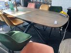 Tafel notenhout 240x100 deens ovaal matrixpoot rond buizen, Ophalen, 100 tot 150 cm, Vijf personen of meer, Ovaal