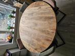 Mangohouten eettafel + 4 stoelen, Huis en Inrichting, Tafels | Eettafels, Ophalen, Zo goed als nieuw, Rond
