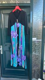 Lange jurk met tulpen print paars / zwart M 38, Maat 38/40 (M), Paars, Ophalen of Verzenden, Vintage