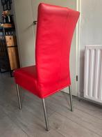 Rode leren stoelen, Huis en Inrichting, Stoelen, Ophalen, Rood, Leer, Vijf, Zes of meer stoelen