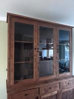 Oud Teak Buffetkast - 2 Delen met Glazen en Dichte Deurtjes, Huis en Inrichting, Kasten | Buffetkasten, Ophalen, Gebruikt, 200 cm of meer