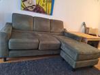 Mooie donkergroene bank met chaise longue, Ophalen, Gebruikt, Driepersoons, Stof