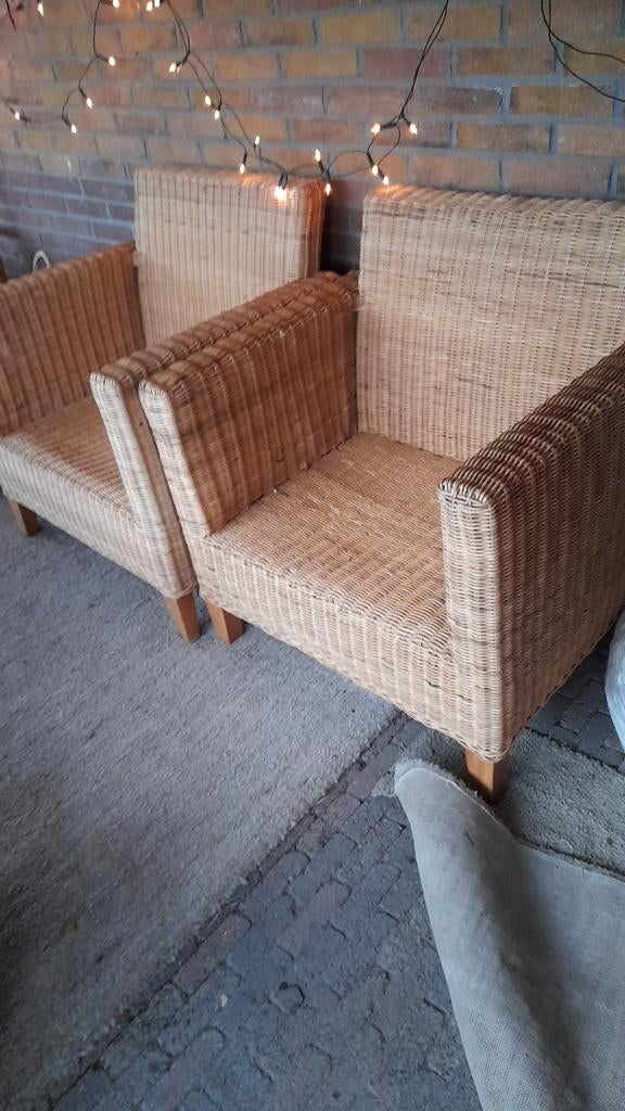 2 rieten tuinstoelen, Tuin en Terras, Tuinstoelen, Ophalen, Gebruikt, Rotan