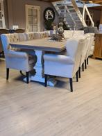 *VOORRAAD* 6 Landelijke Eetkamerstoelen Roman Velvet Beige 3, Overige kleuren, Ophalen of Verzenden, Stof, Vijf, Zes of meer stoelen