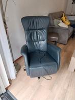 Zwarte leren fauteuil, Overige materialen, Gebruikt, 100 tot 150 cm, Ophalen of Verzenden